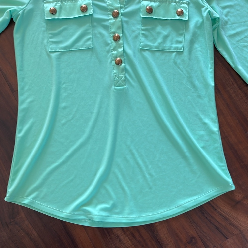 New Satin Trim Interlock Twist Yarn Knit Top Blouse Elie Elie Tahari - Picture 11 of 13